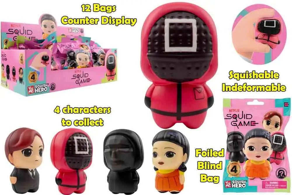 SQUID GAME - FOAM SQUISHY - BLIND BAGS COUNTER DISPLAY (12 UNITS)