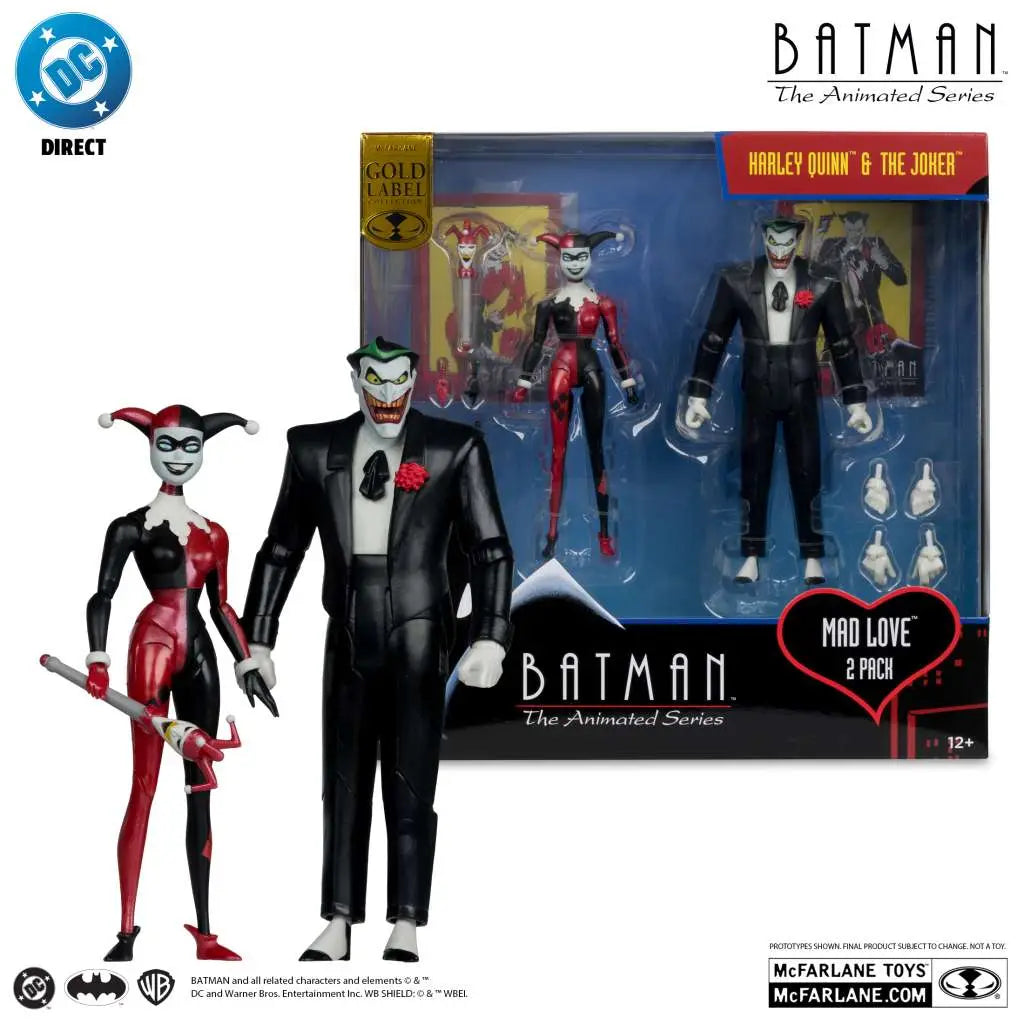 DC DIRECT BATMAN ANIMATED COMIC HARLEY & JOKER MAD LOVE AF 2-PK