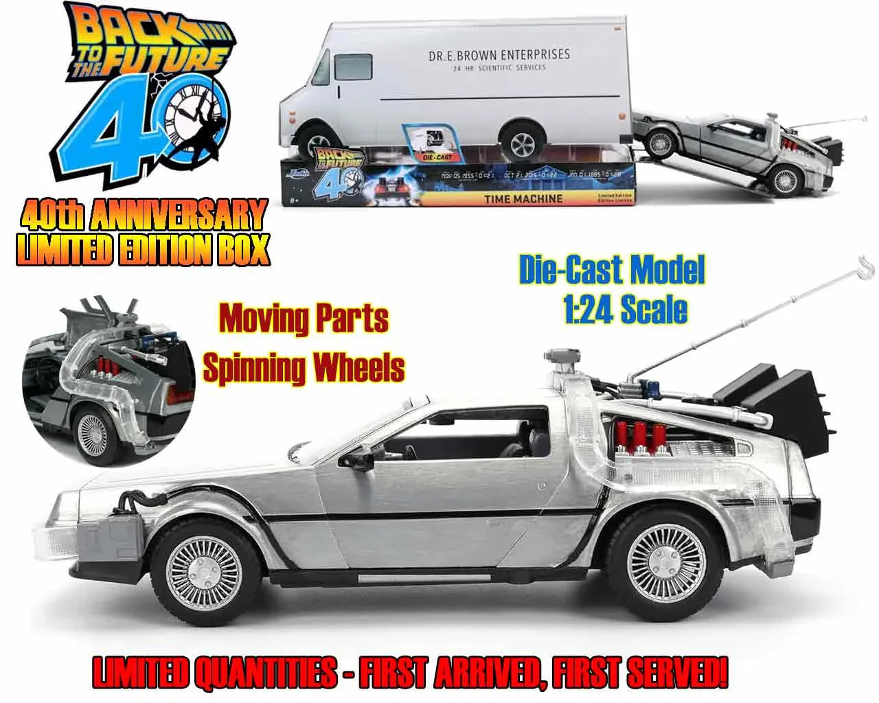 BACK TO THE FUTURE PART I - 1982 DE LOREAN DMC 12 - 40TH ANNIVERSARY LIMITED EDITION 1:24 DIE-CAST MODEL