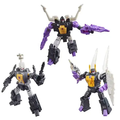 TRANSFORMERS THE MOVIE MTMTE INSECTICONS BOMBSHELL SHRAPNEL AND KICKBACK ACTION FIGURES