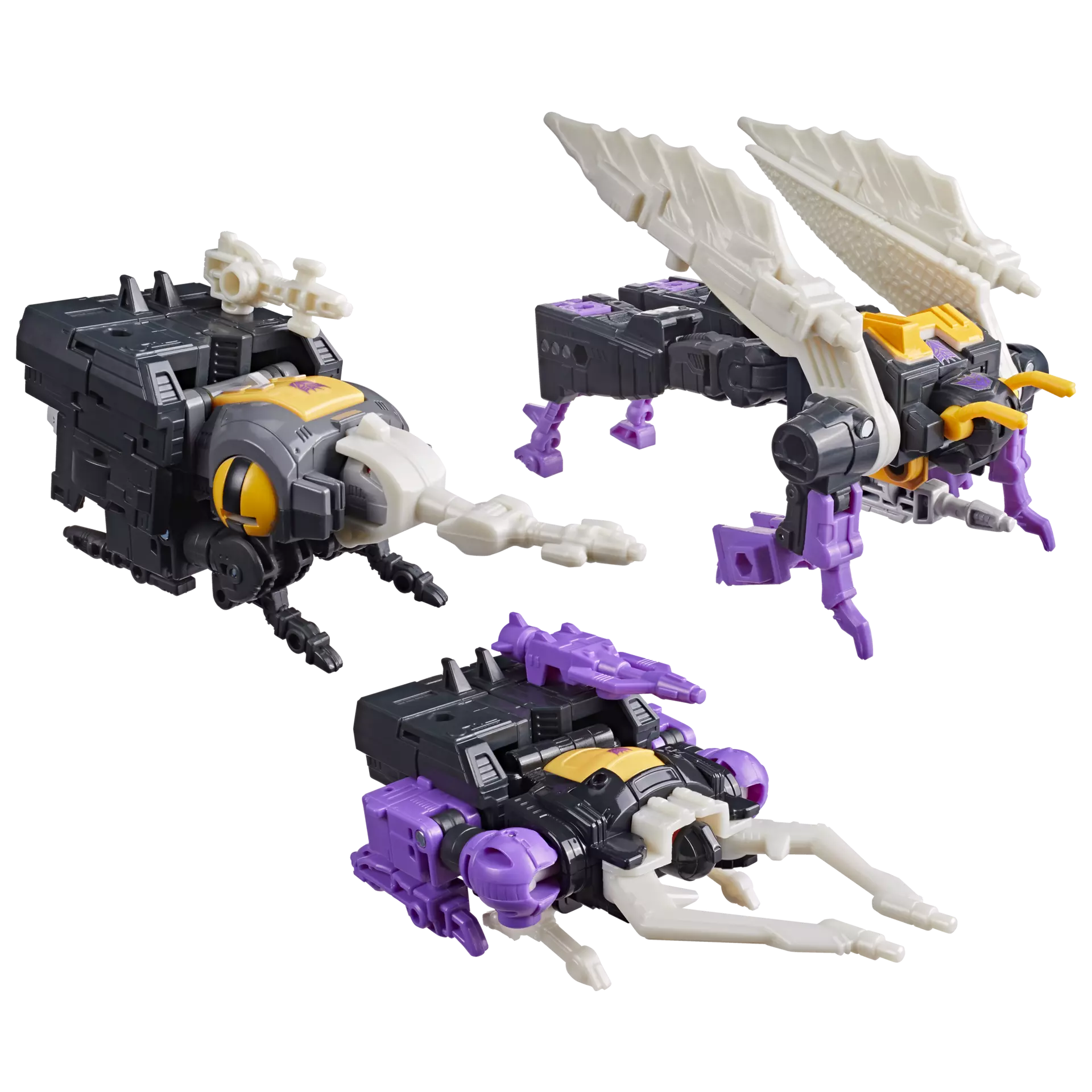 TRANSFORMERS THE MOVIE MTMTE INSECTICONS BOMBSHELL SHRAPNEL AND KICKBACK ACTION FIGURES