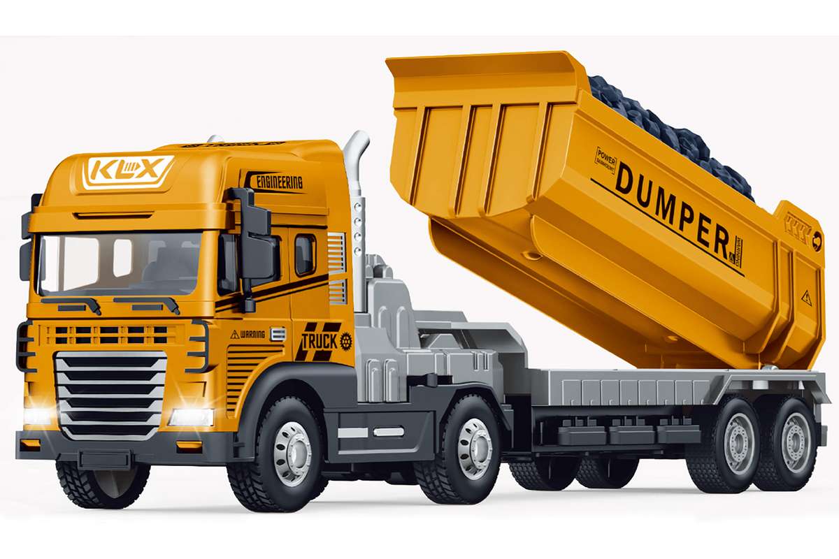 Die-cast truck w/dumper, friction, light & sound