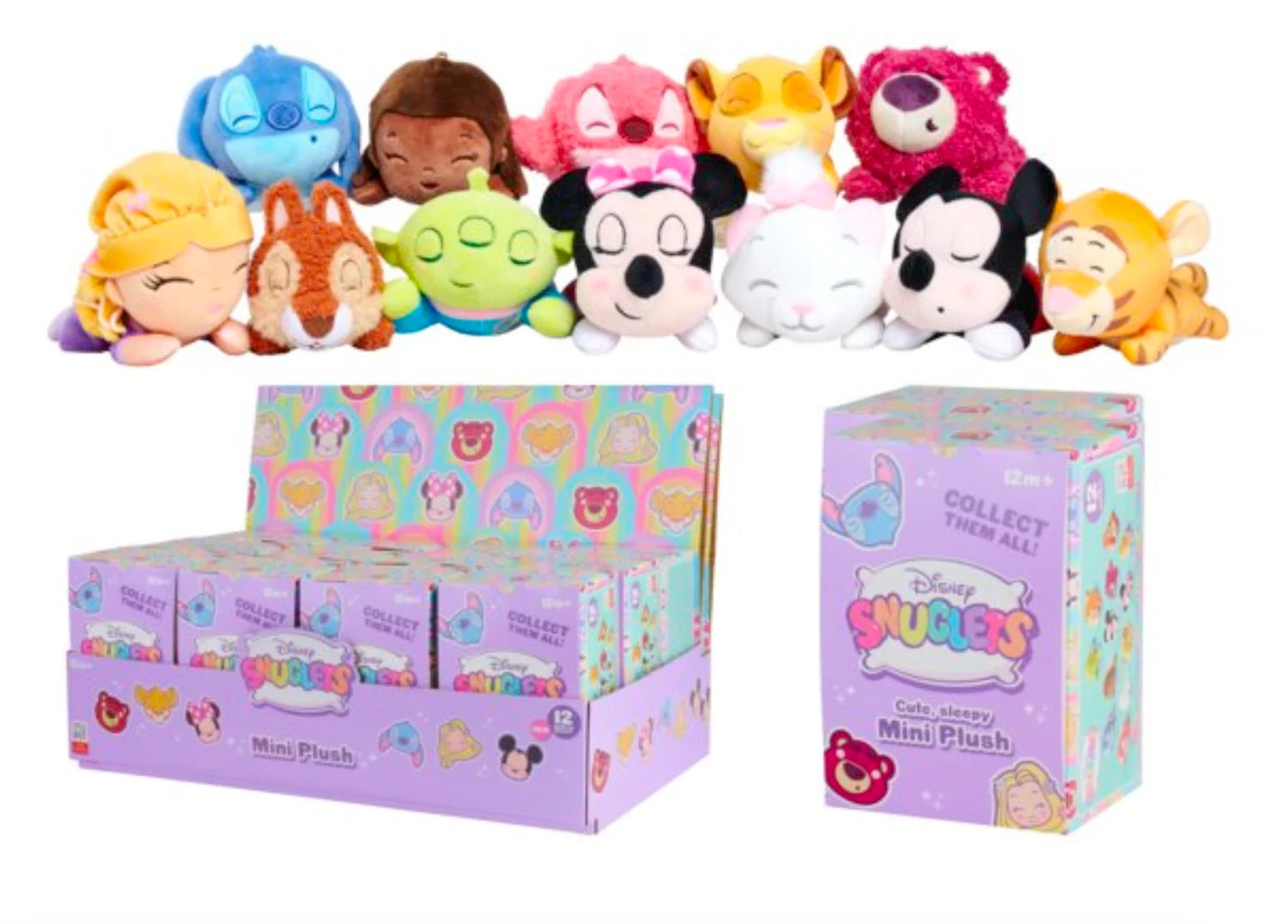 DISNEY - Serie 1 - Display of 12 'Snuglets' Blid Box Plush - 14cm