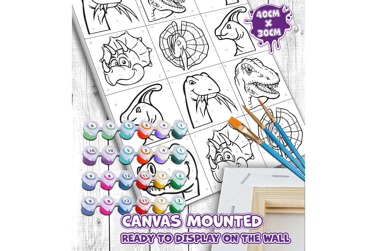 Mal efter tal på lærred 30x40cm, dinosaur
