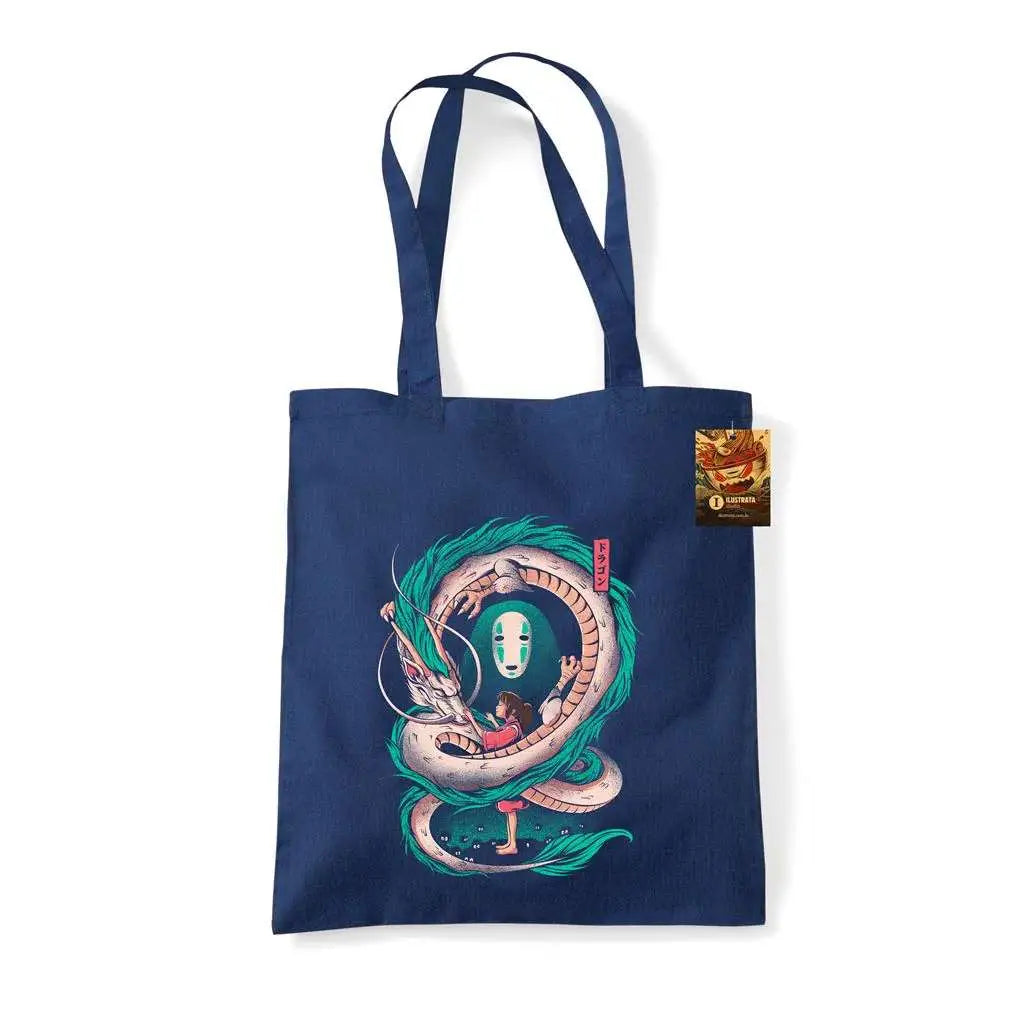ILUSTRATA THE GIRL AND THE DRAGON TOTE BAG