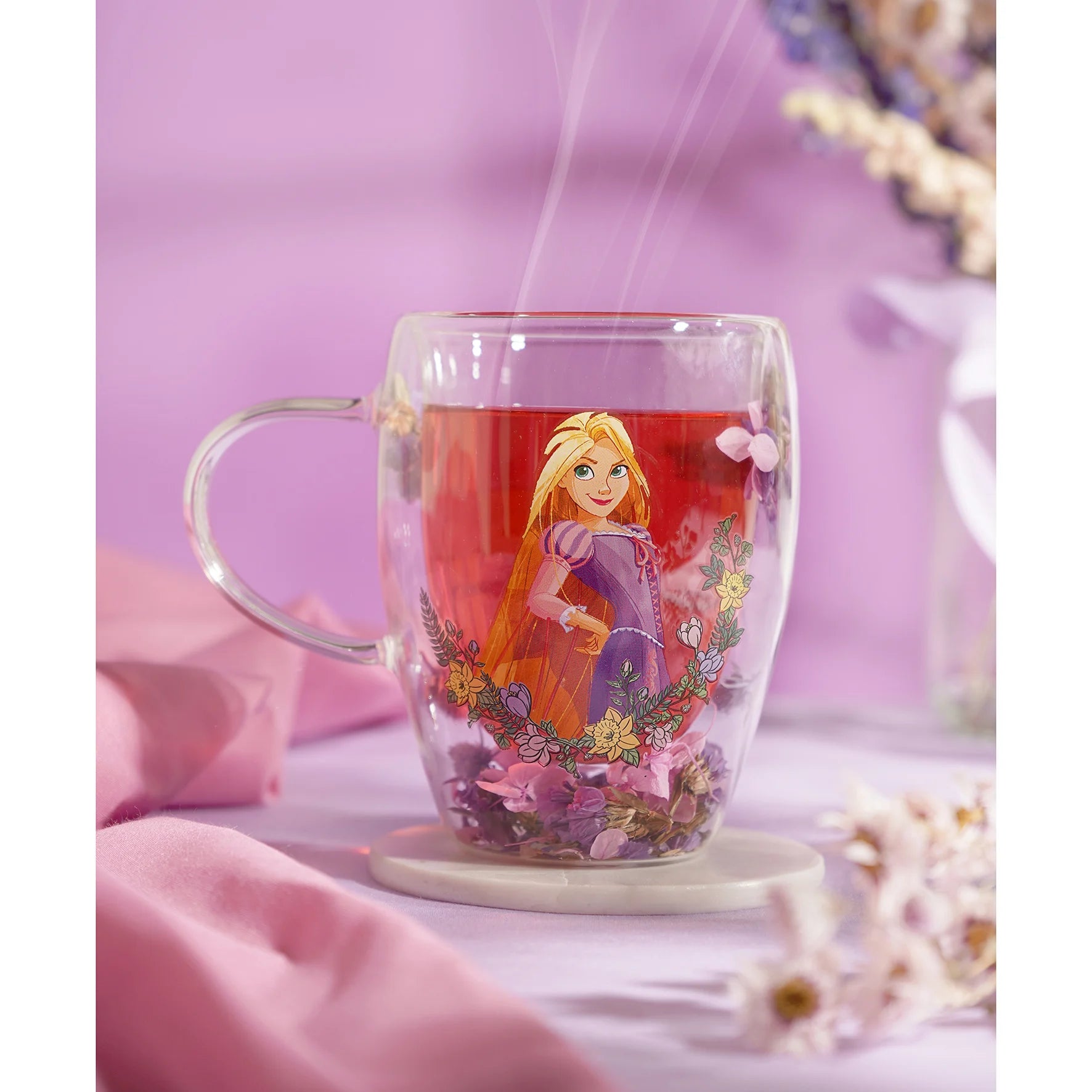 DISNEY PRINCESS - Rapunzel - Glass with Dried Flowers 10oz