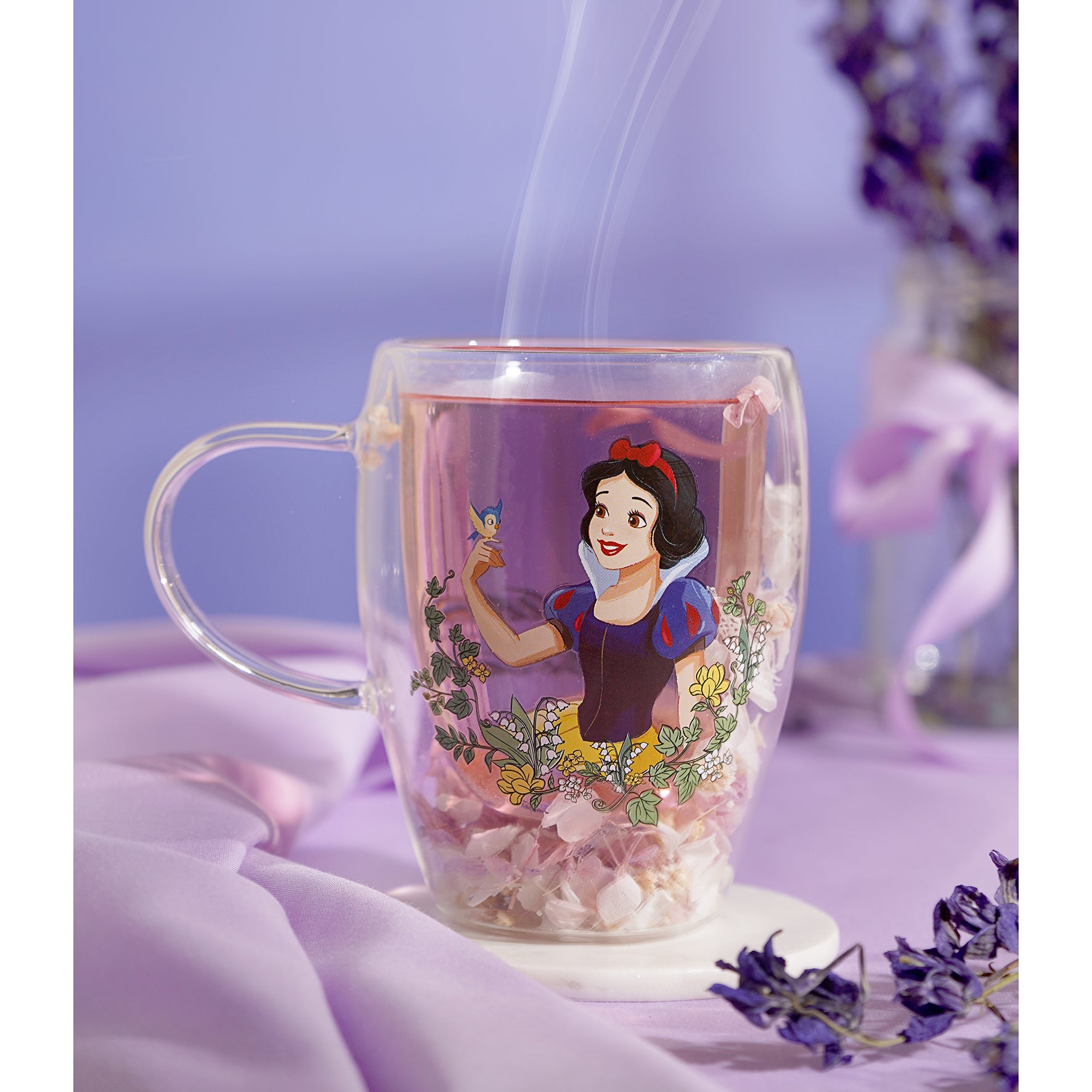 DISNEY PRINCESS - Snow White - Glass with Dried Flowers 10oz