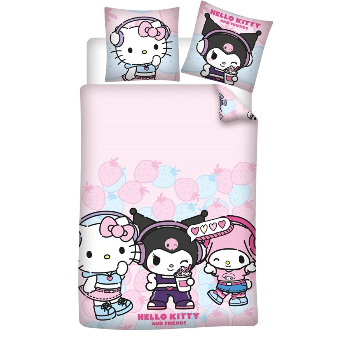 HELLO KITTY - Hello Kitty and Friend - Duvet Cover 140x200cm + 65x65cm