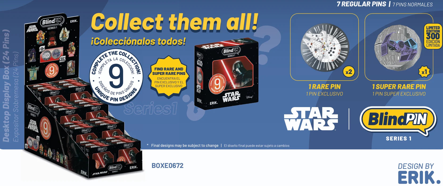 STAR WARS - Series 1 - Display 24 Mystery Pin's