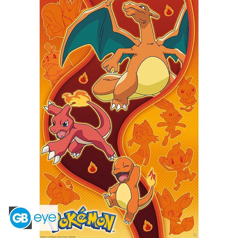 POKEMON - Fire type - Poster 91x61cm