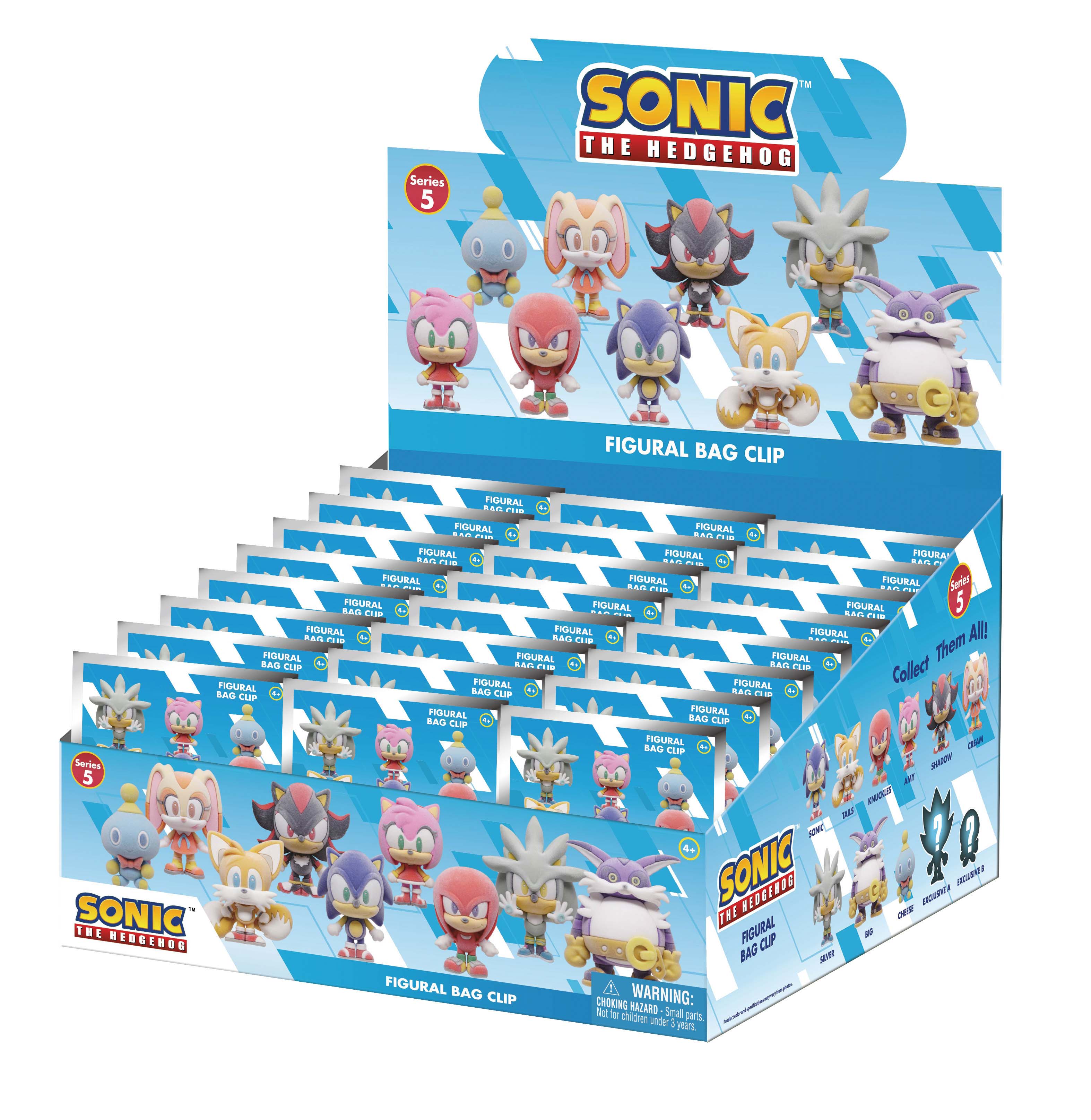 SONIC - Series 5 Flocked - 3D Foam Bag Clip (Display 24 Pcs)