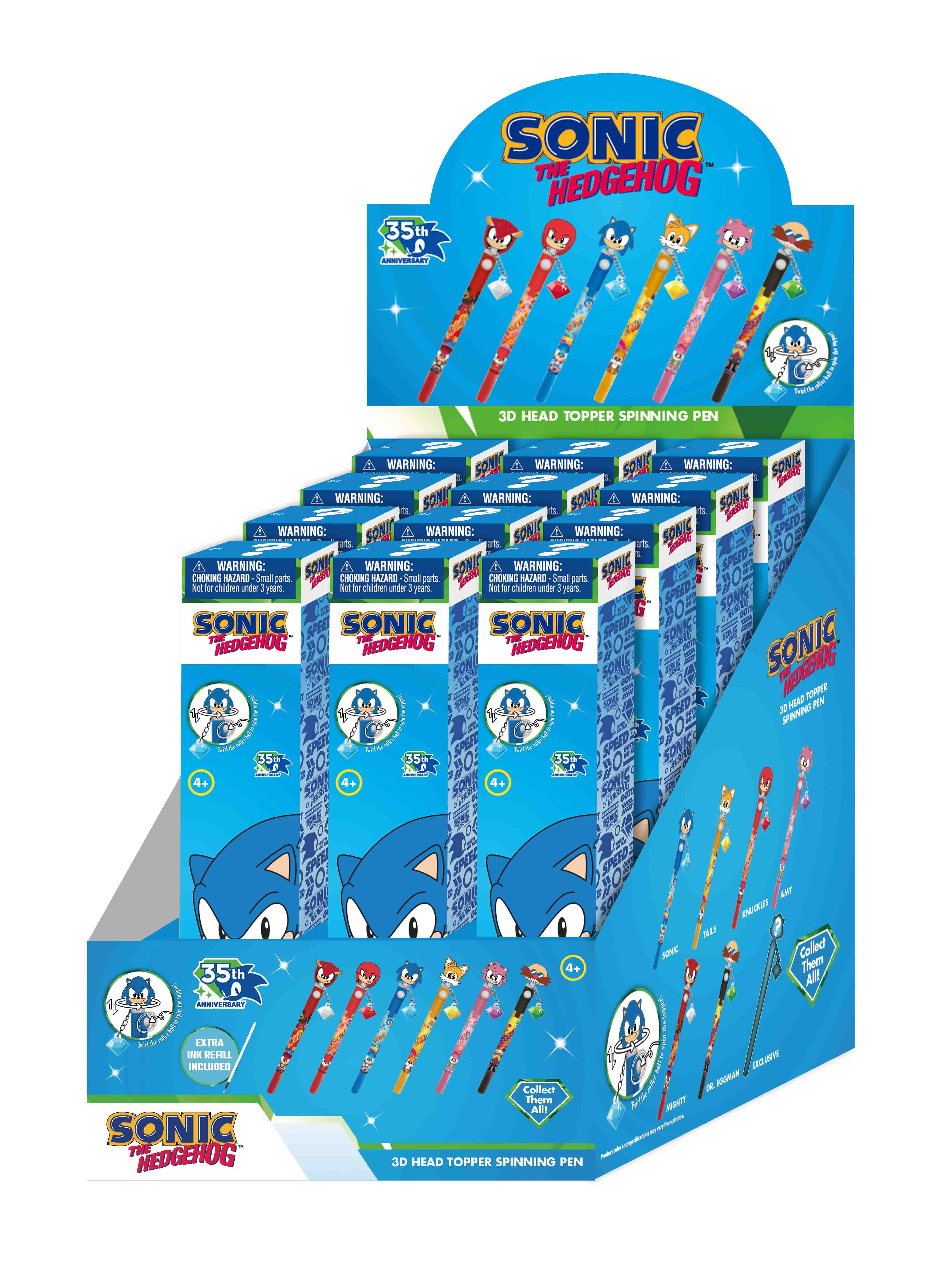 SONIC - 3D Head Topper Spinning Pen (Display of 12 pcs)