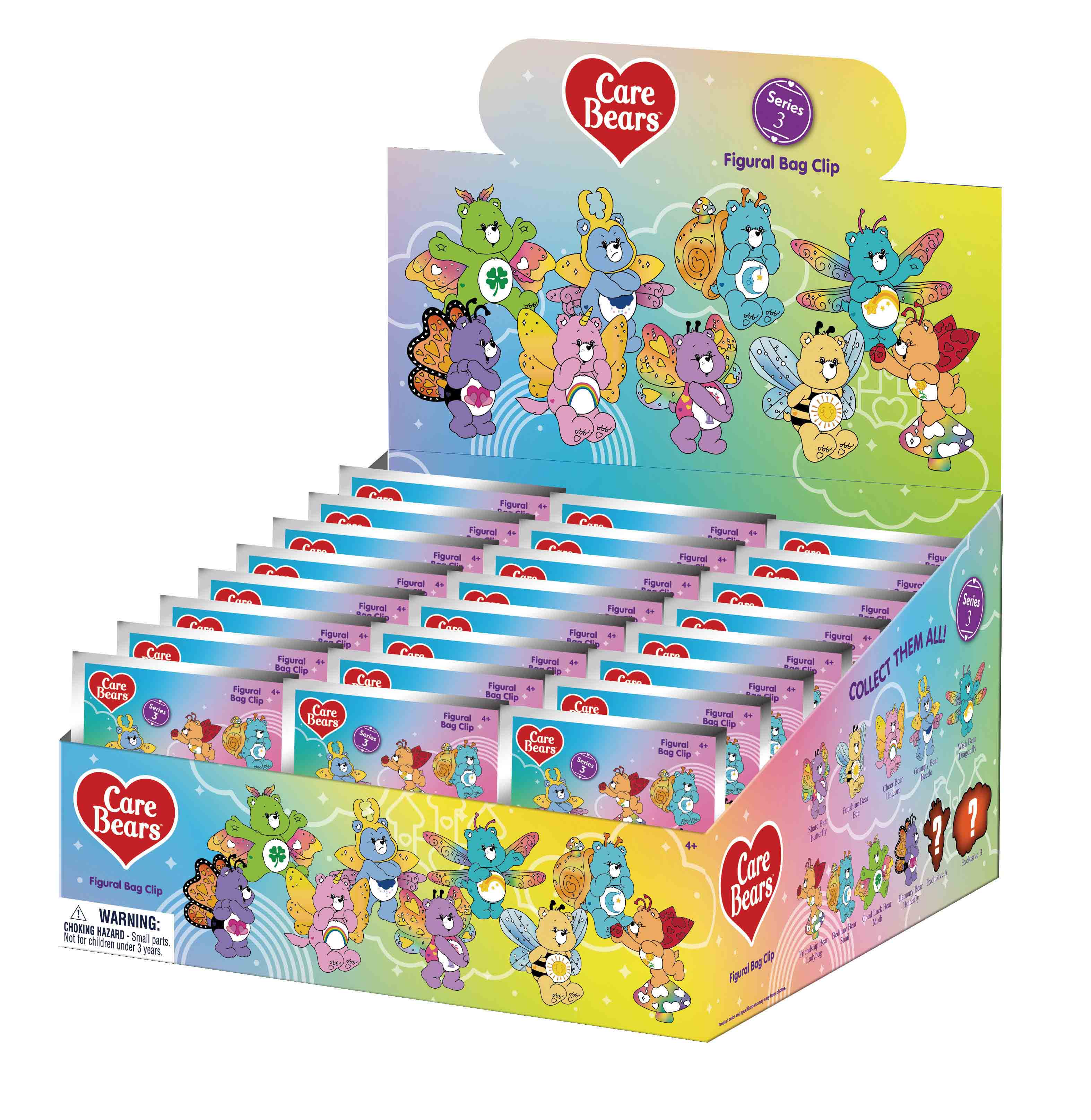 CARE BEARS - Series 3 - 3D Foam Bag Clip (Display 24 Pcs)