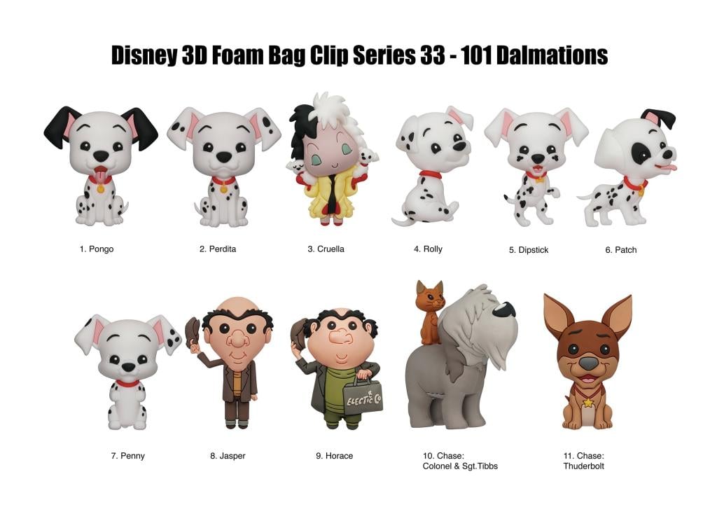 101 DALMATIANS - Series 33 - 3D Foam Bag Clip (Display 24 Pcs)