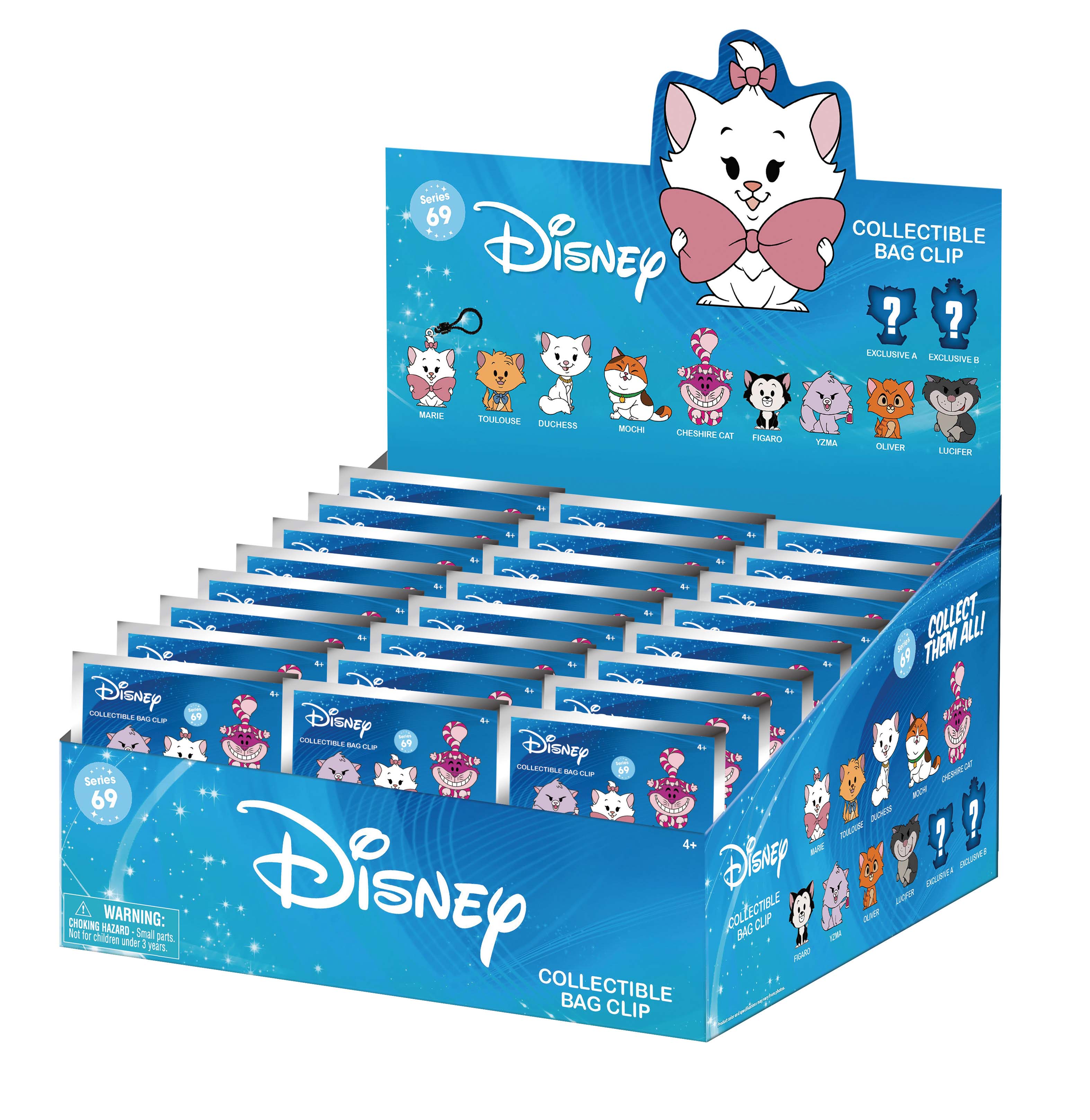 DISNEY CATS - Series 69 - 3D Foam Bag Clip (Display 24 Pcs)