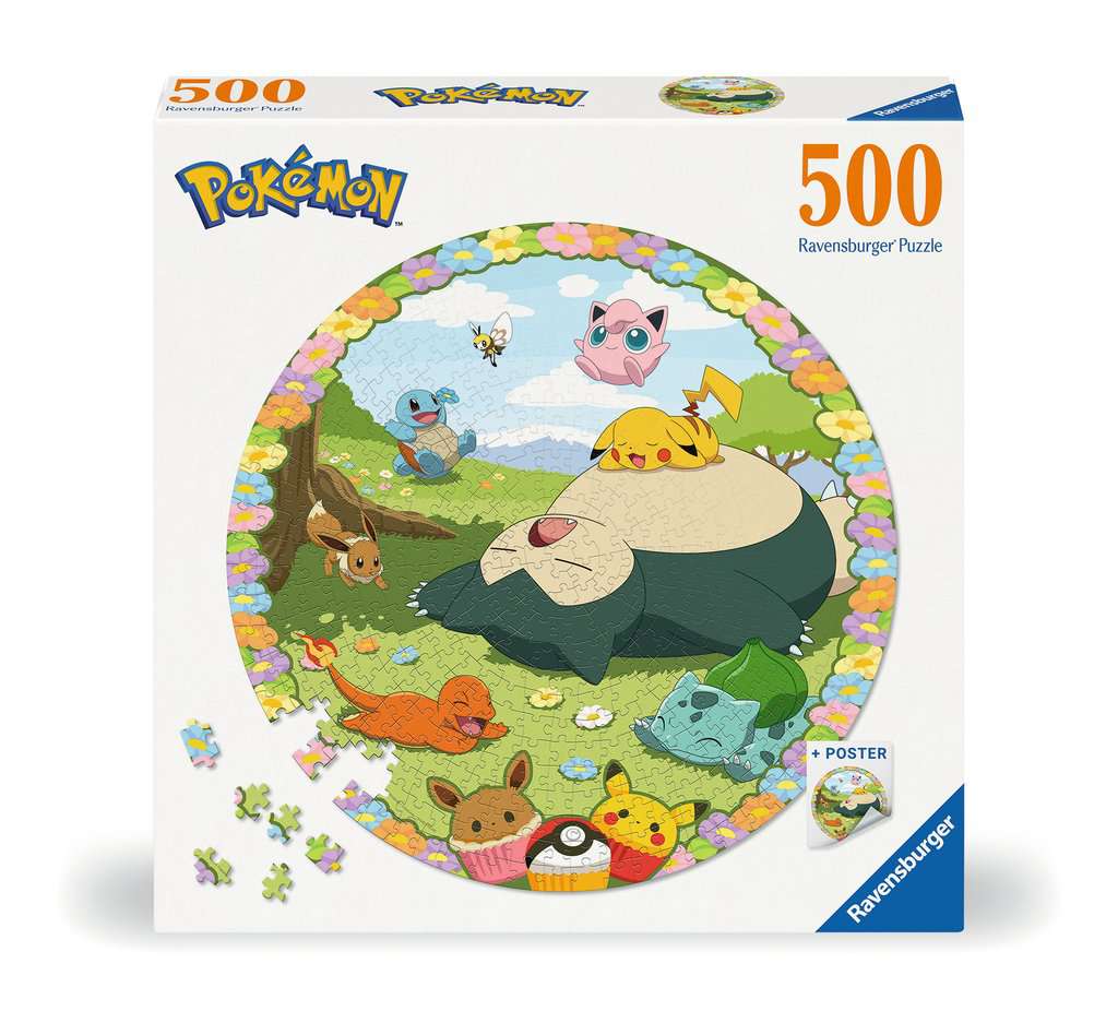 POKEMON - Puzzle Rond 500p - Pokemon en fleurs