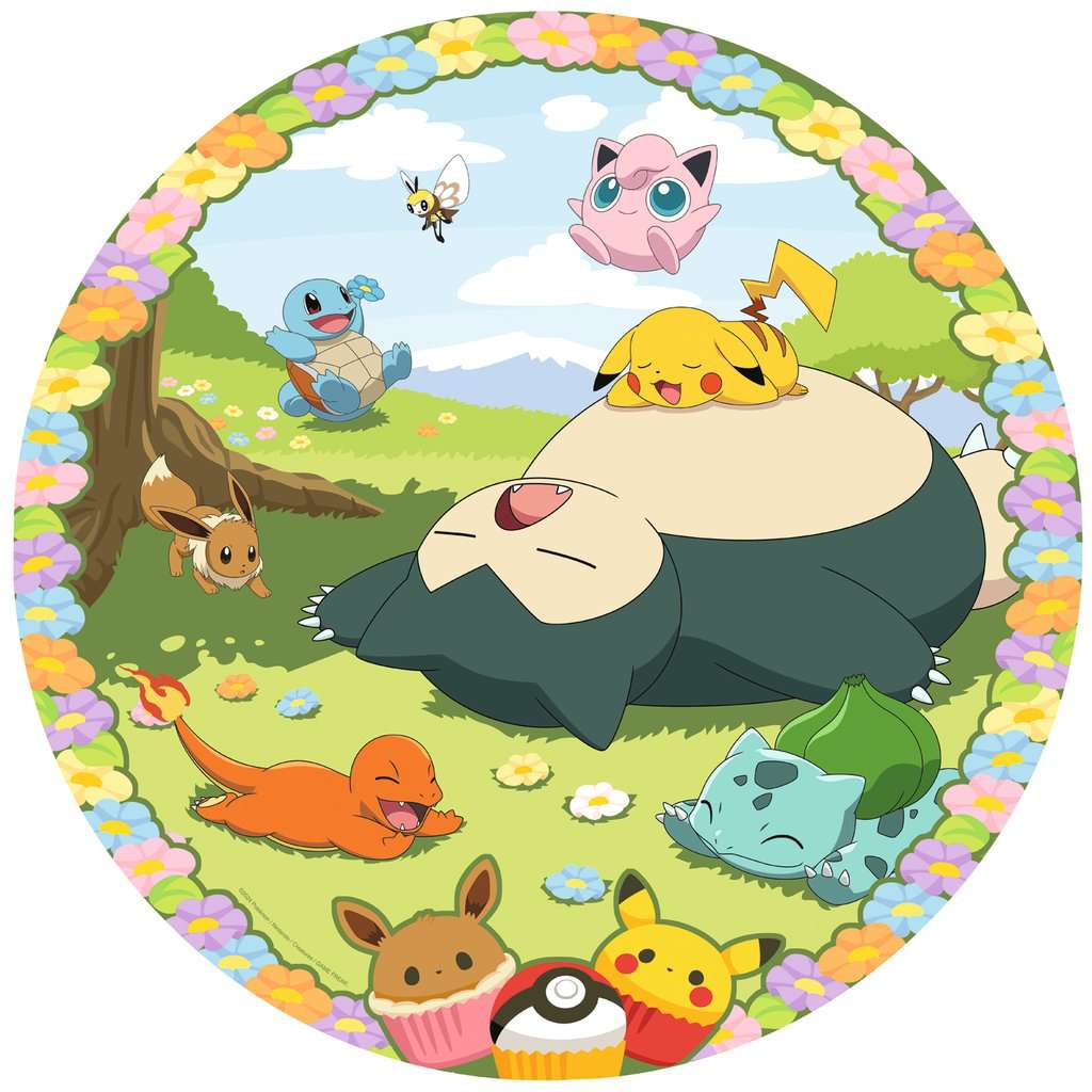 POKEMON - Puzzle Rond 500p - Pokemon en fleurs