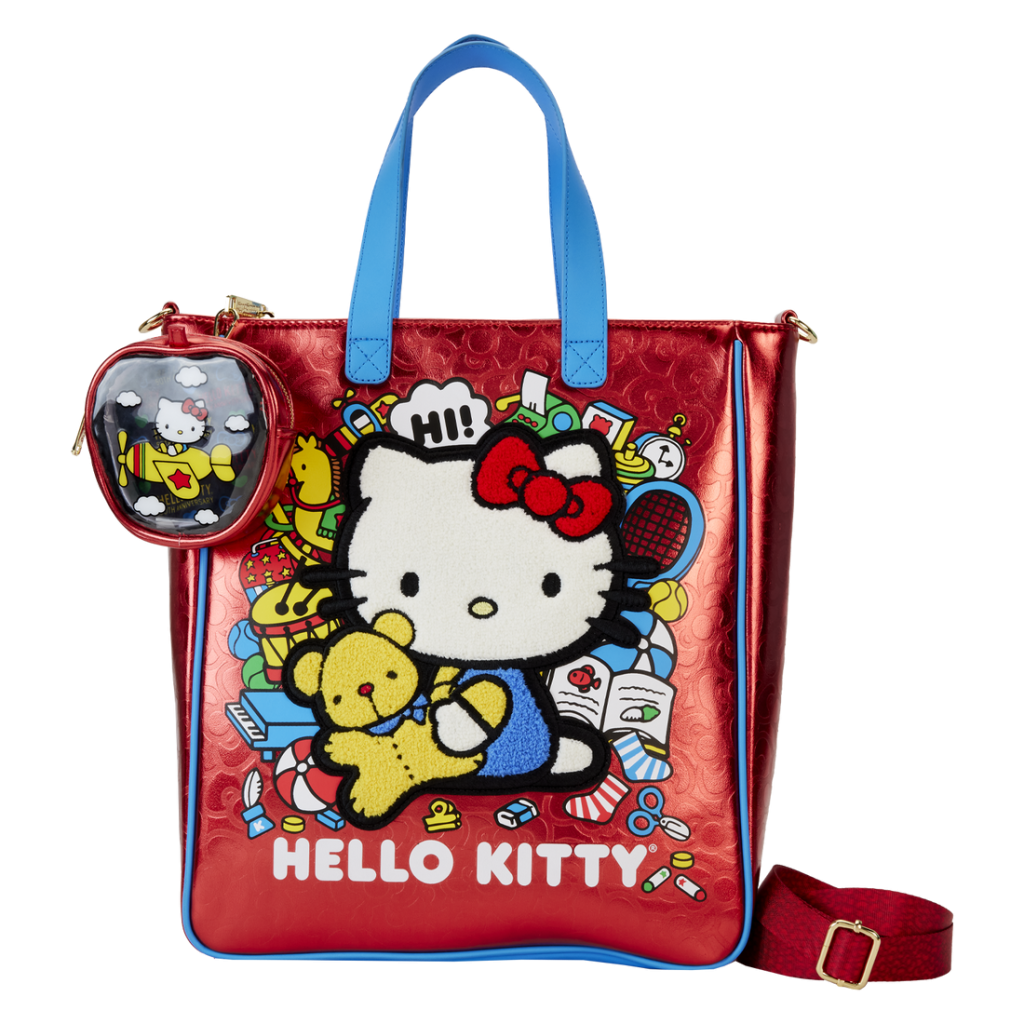 HELLO KITTY - 50th Anniv. - Mettalic Tote Bag with Coin Bag Loungefly