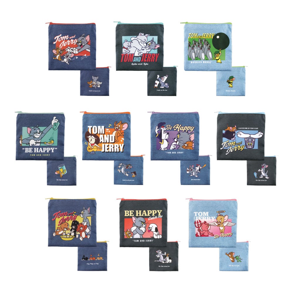 TOM & JERRY - Trading Denim Style Flat Pouch 16x16 cm - BLIND BOX