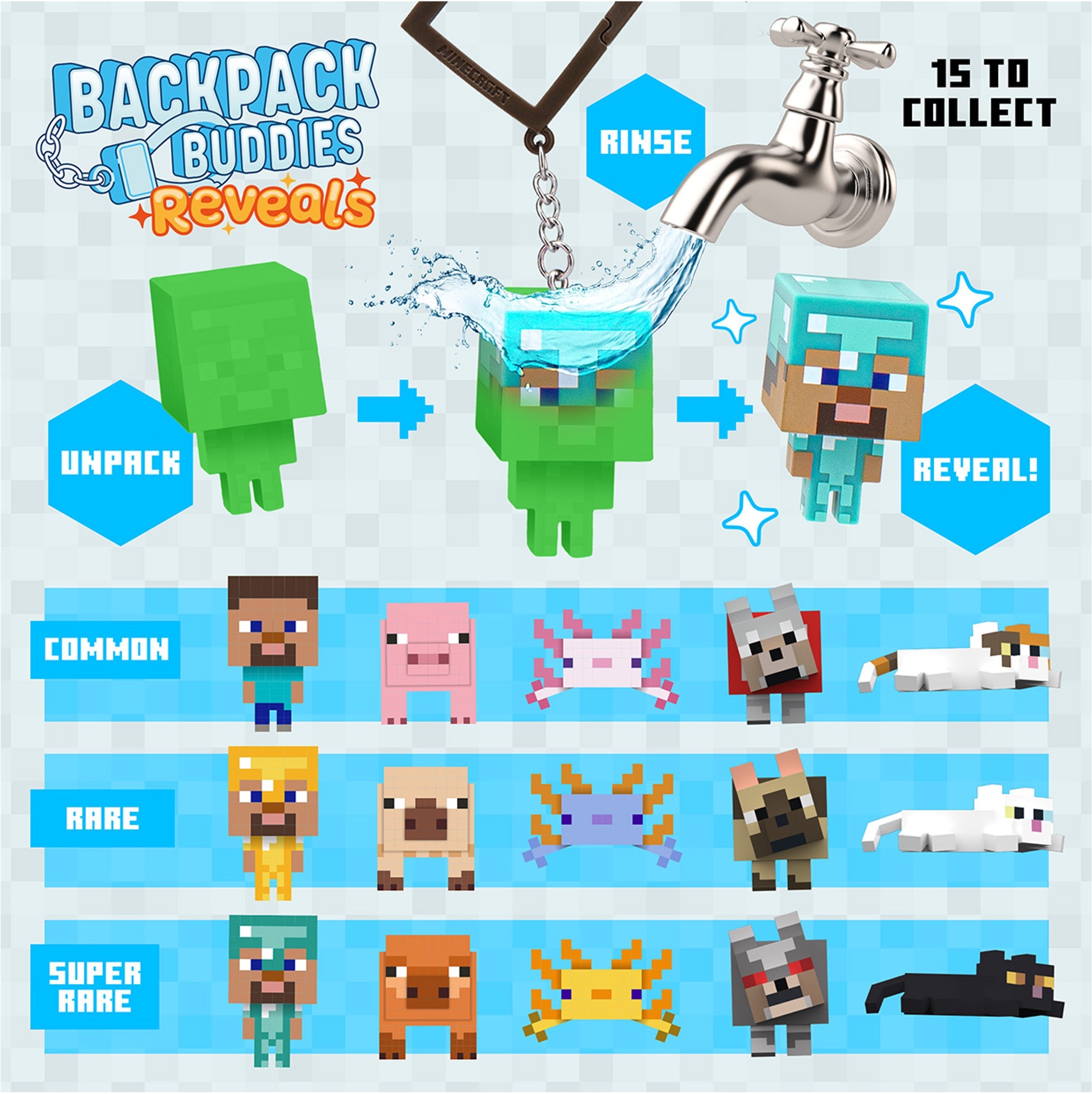 MINECRAFT - "Reveals" Backpack Buddies (Display 24 Pcs)