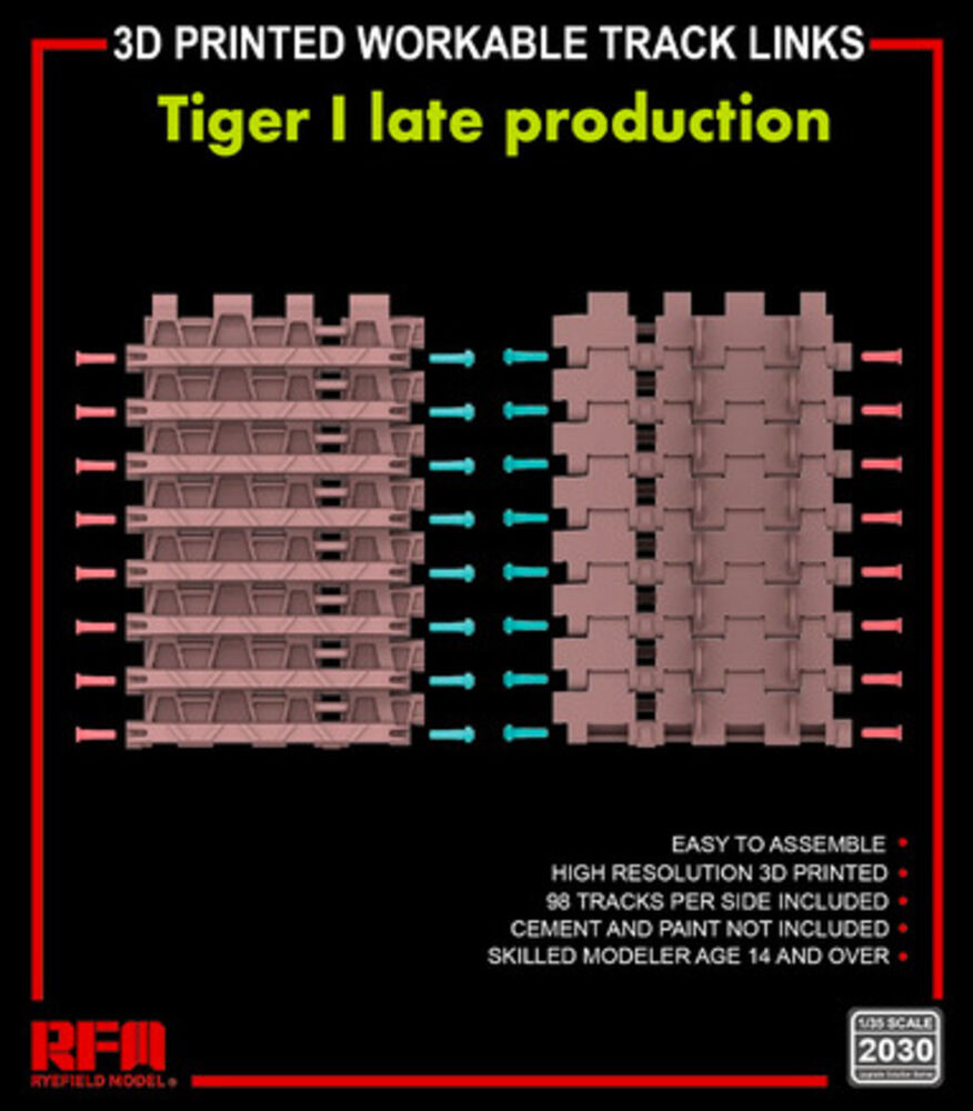 3D printed Workable track links for Tiger I late