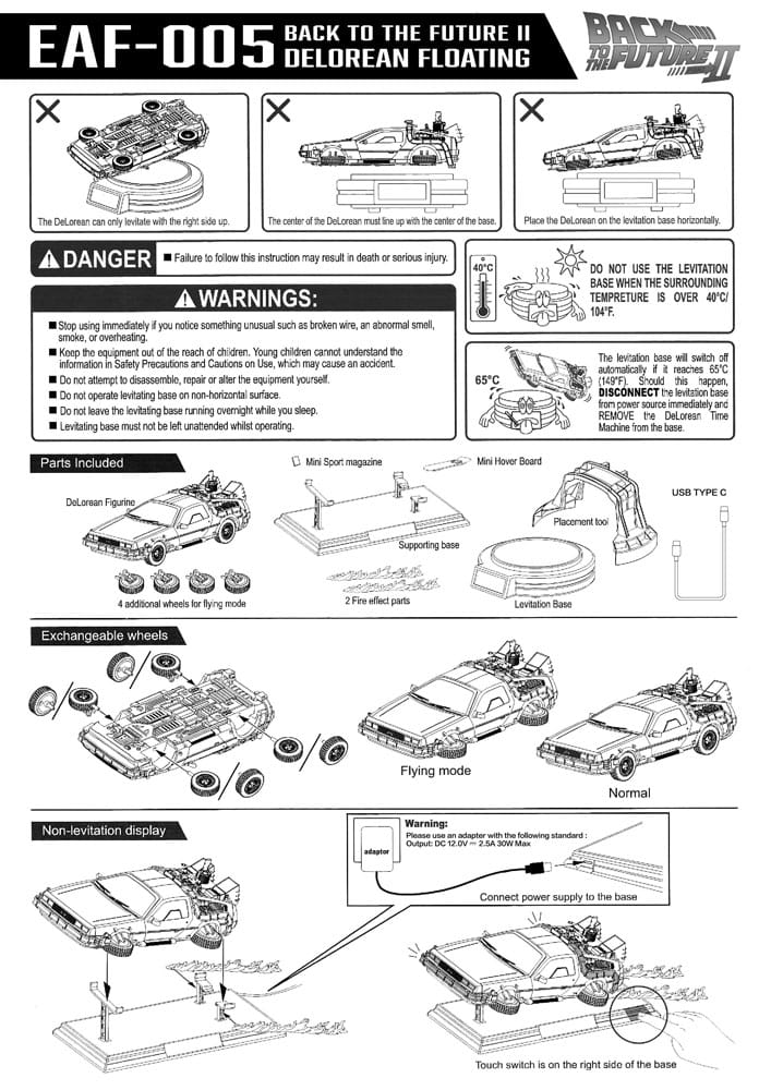 Back to the Future Egg Attack Floating Statue Back to the Future II DeLorean Deluxe Version 20 cm