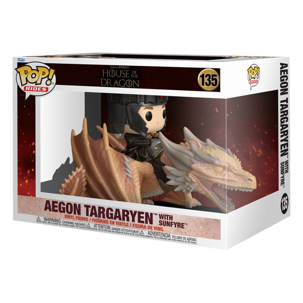 House of the Dragon POP! Rides Vinyl Figure Aegon Targaryen w/ Sunfyre 14 cm