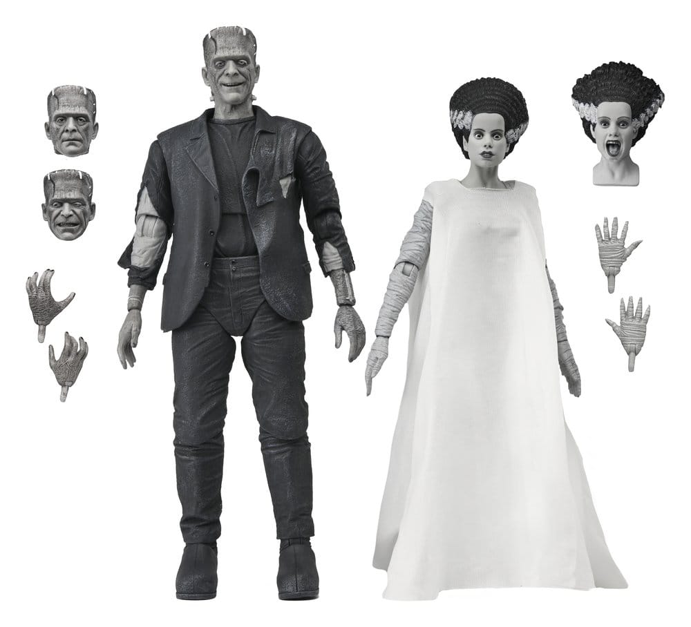 Universal Monsters 2-Pack Action Figure Bride of Frankenstein 90th Anniversary The Monster & His Mate (B&W) 18 cm