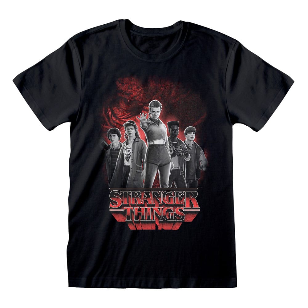 Stranger Things T-Shirt Group with Vecna behind Balck and White Size L