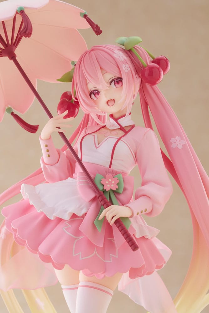Hatsune Miku AMP PVC Statue Newly Written Sakura Miku Sakura Dress Ver. 21 cm