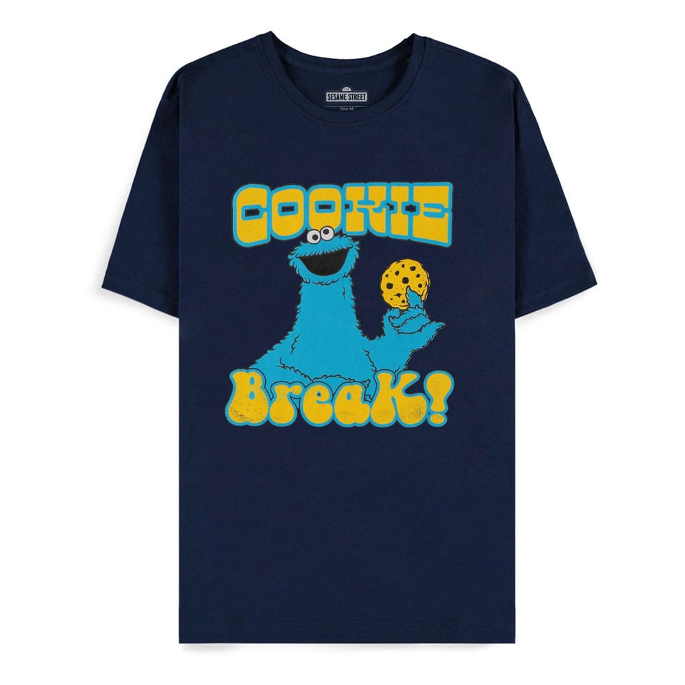 Sesame Street T-Shirt Cookie Monster Navy Cookie Break Size M