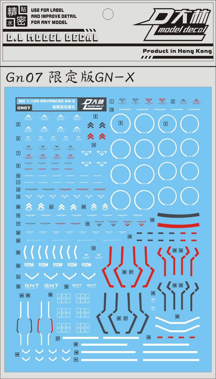 D.L Model Decal - GN07 - MG Advanced GN-X 1/100