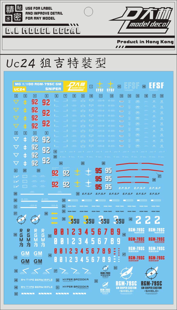 D.L Model Decal - UC24 - MG RGM-79SC Sniper 1/100