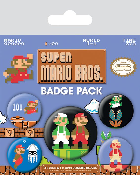 Super Mario Bros. Pin-Back Buttons 5-Pack