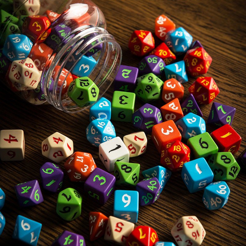 Round Jar of Classic RPG Dice (80)