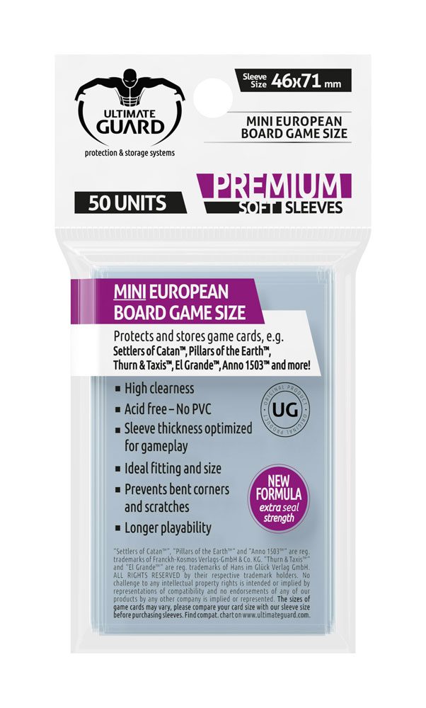 Ultimate Guard Premium Soft Sleeves for Board Game Cards Mini European (50)