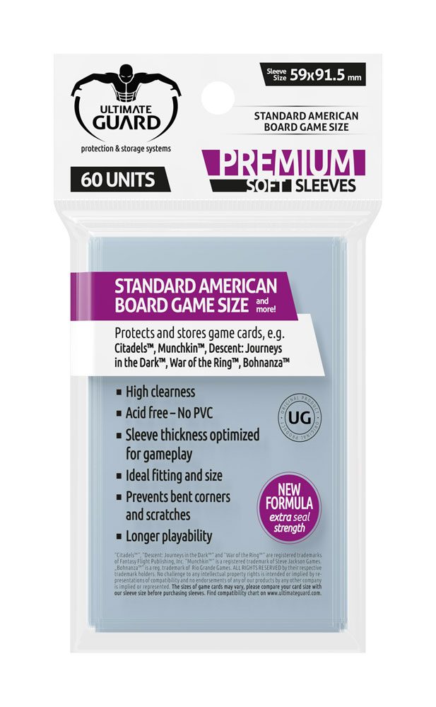 Ultimate Guard Premium Soft Sleeves for Board Game Cards Standard American (60)