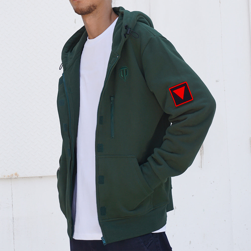 World of Tanks Zip hoodie with patches green, 3XL