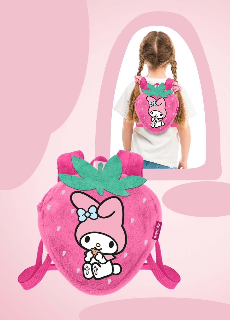 MY MELODY - Strawberry - Mini Fur Backpack '25x22x12cm'