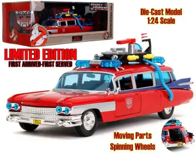 GHOSTBUSTERS x TRANSFORMERS ECTO-1 x OPTIMUS PRIME 1/24 DIE-CAST MODEL LIMITED EDITION
