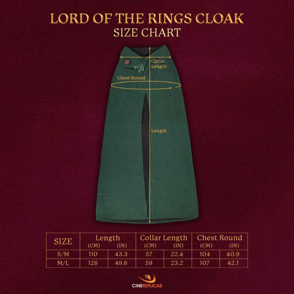 LORD OF THE RINGS HOBBIT CLOAK M-L SIZE