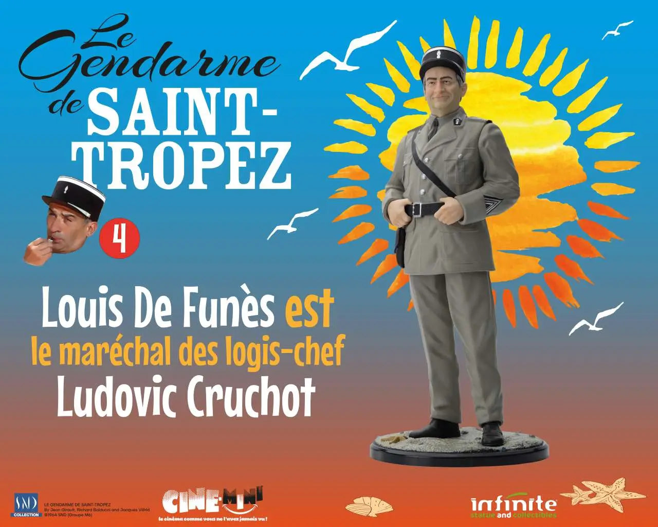 LE GENDARME DE SAINT-TROPEZ #4 LOUIS DE FUNES EST LE MARECHAL DES LOGIS-CHEF LUDOVIC CRUCHOT FIGURE