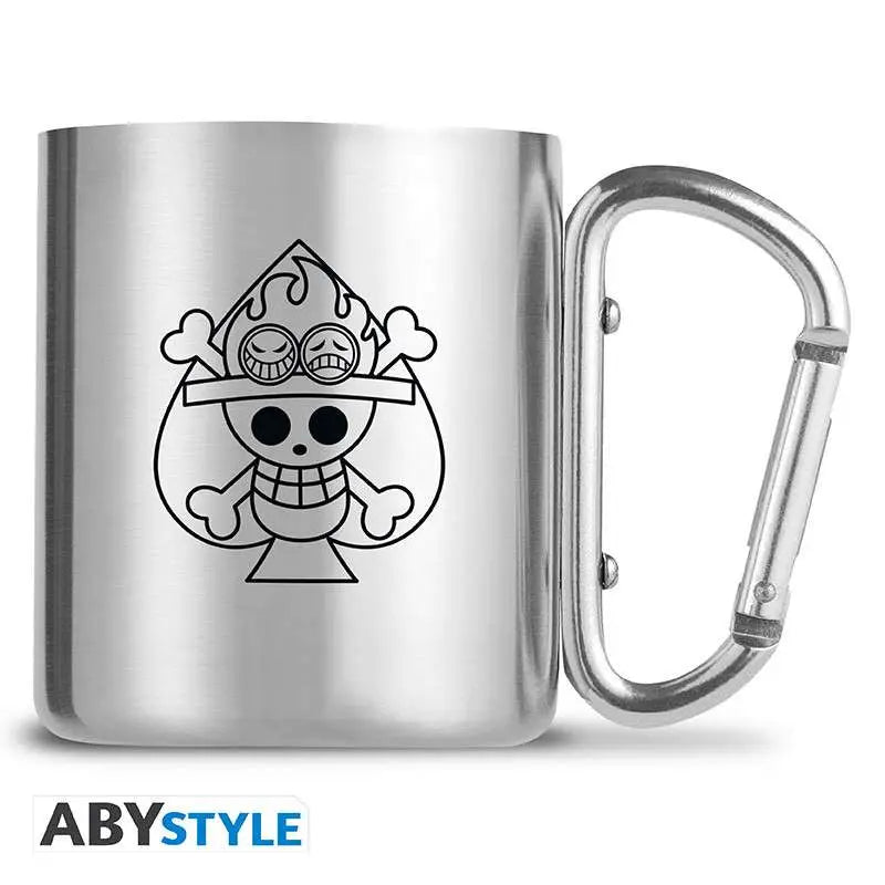 ONE PIECE ACE & SKULL MUG CARABINER
