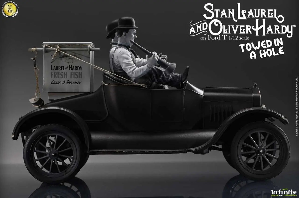LAUREL & HARDY TOWED IN A HOLE FORD T 1/12 SCALE