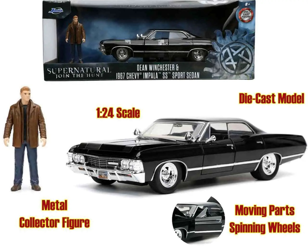 SUPERNATURAL CHEVROLET IMPALA 1967 & DEAN WINCHESTER 1/24 DIE-CAST MODEL