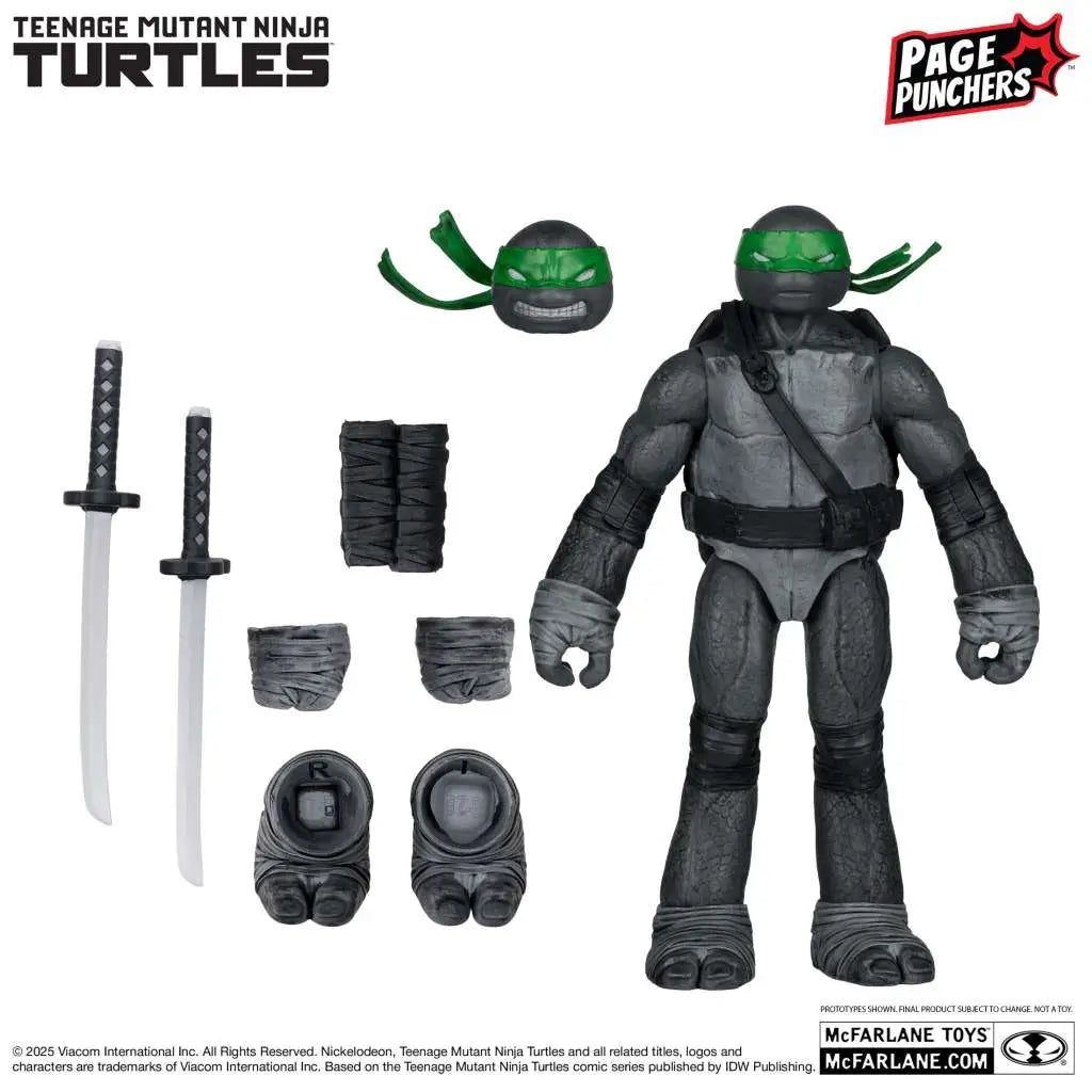 TEENAGE MUTANT NINJA TURTLES 5inch LEONARDO FIGURE WITH COMIC (B,W&G VARIANT)