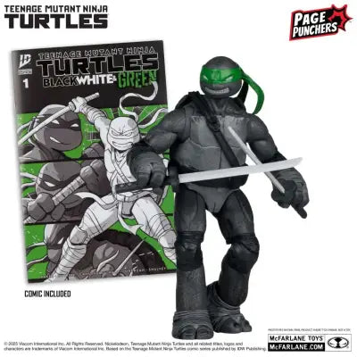 TEENAGE MUTANT NINJA TURTLES 5inch LEONARDO FIGURE WITH COMIC (B,W&G VARIANT)