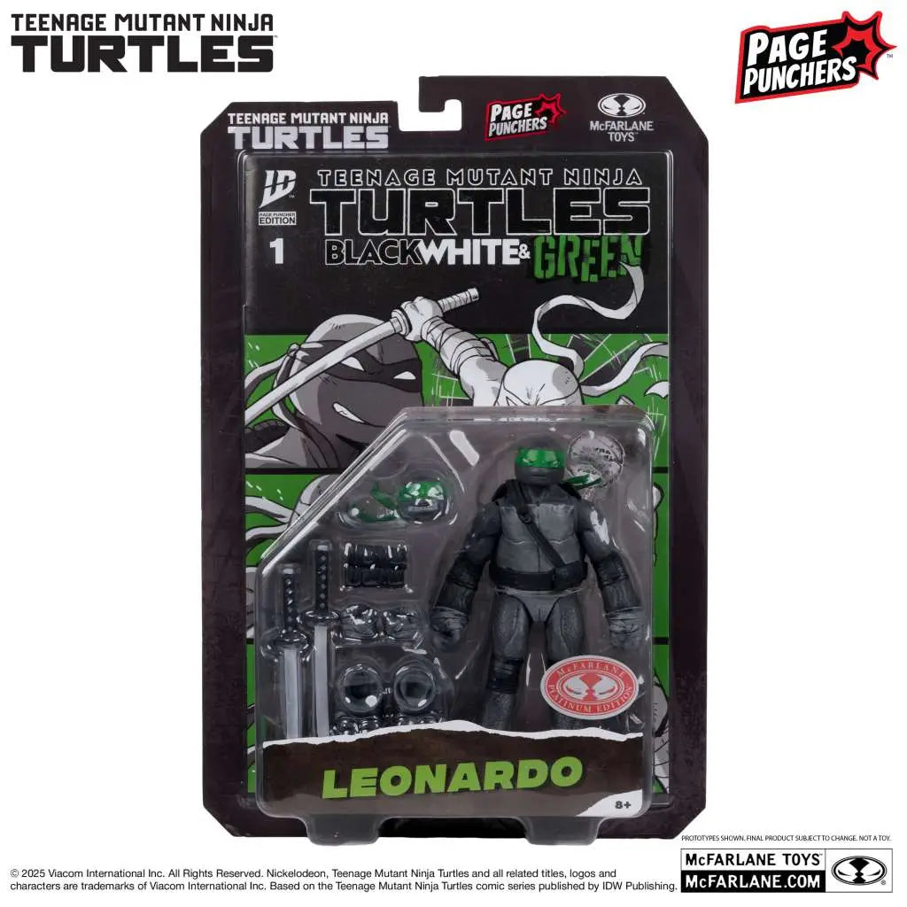 TEENAGE MUTANT NINJA TURTLES 5inch LEONARDO FIGURE WITH COMIC (B,W&G VARIANT)