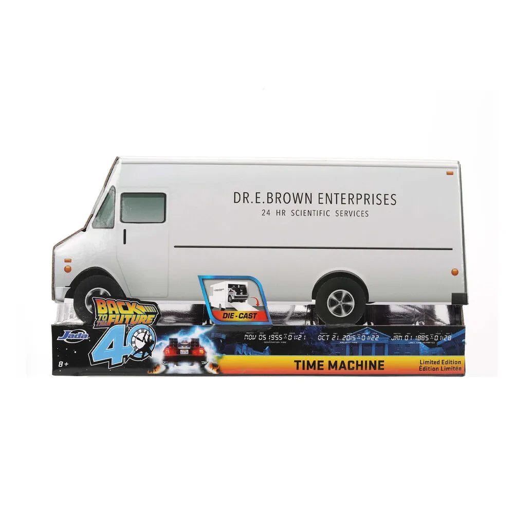BACK TO THE FUTURE PART I 40TH ANNIVERSARY 1982 DELOREAN FROST EFFECT 1/32 DIE-CAST MODEL VAN BOX LIMITED EDITION