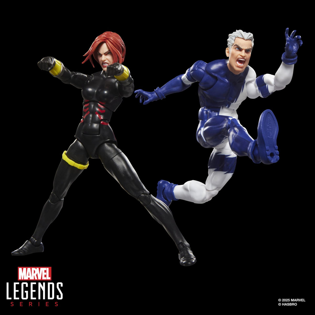 MARVEL LEGENDS AVENGERS BLACK WIDOW AND QUICKSILVER ACTION FIGURES